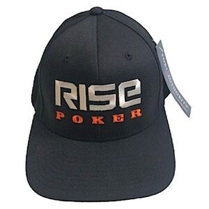 Rise Poker S/M Baseball Hat Flexfit Black Cap Sports Outdoors Sportswear